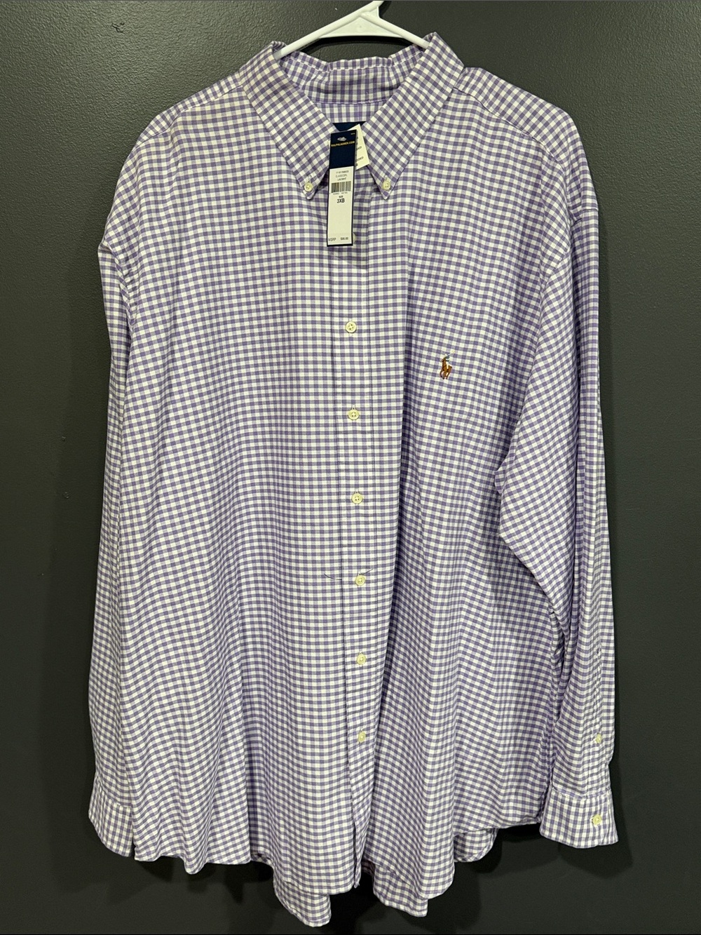 Ralph Lauren Purple and White Gingham Button-Down Shirt